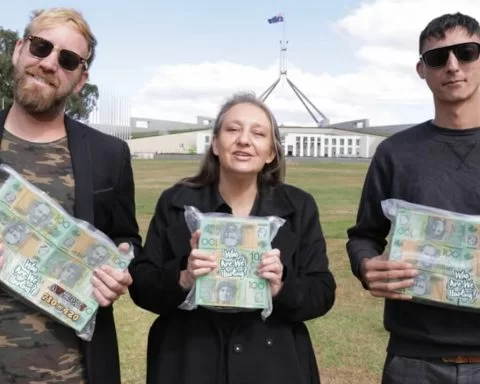 Australian cannabis activists pose in front of Parliament House